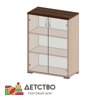 Шкаф стеллаж закрытый со стеклянными дверцами от ТД Детство