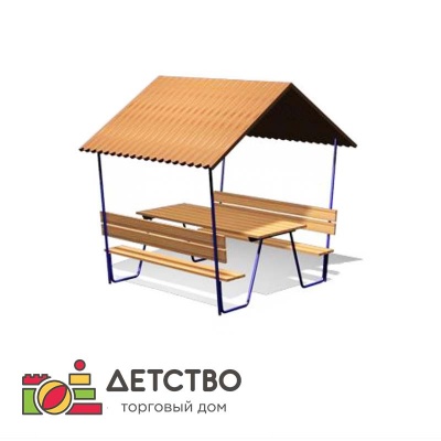 Столик уличный со скамейками и навесом для детского сада от ТД Детство